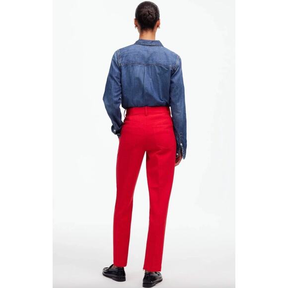 Madewell Mid Rise Slim Ankle Pant Straight Leg Red Classic Relaxed US 4 NWT - Picture 2 of 12